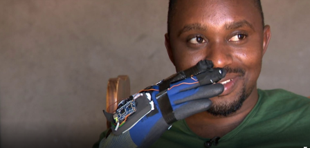 Innovator with his smart glove.