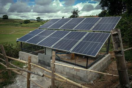 A solar-powered water pump in Myanmar's Shan State