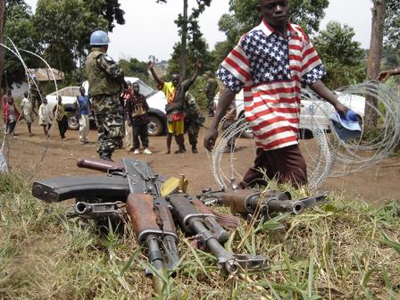 A pile of decommissioned weapons in the Democratic Republic of Congo