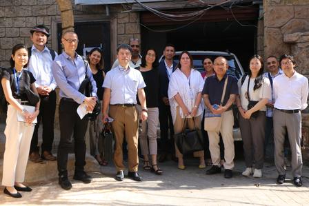 Francois posing with the Japanese delegation in Gaza
