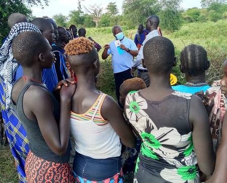 South Sudan women and youth at sensitization meeting
