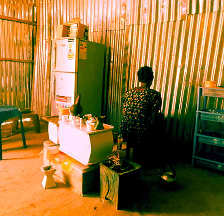a person sitting on a chair in a room