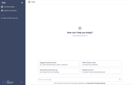 User interface of Pair Chat