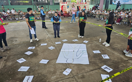 Niños y niñas de Choluteca participantes en actividades de sensibilización sobre el uso y portación de armas de fuego