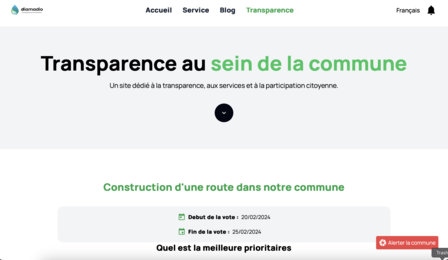 “Diamadio”, la plateforme de participation citoyenne conçue pour améliorer la transparence et l’engagement citoyen dans la gestion municipale. Cet outil permet aux citoyens de signaler des problèmes, de suivre les actualités de leur commune et de s’engager dans la prise de décision locale. 