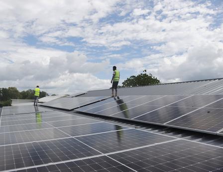 Solar panels on the rooftop of the Innovation hub in Buka  