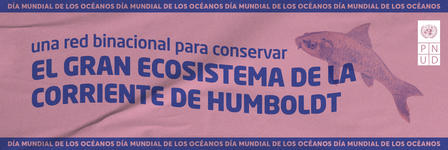 Binational banner promoting the conservation of the Humboldt Current ecosystem.