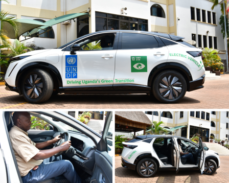 UNDP’s 2ndelectric vehicle, a 2025 Nissan Ariya with an AC synchronous motor, driver assistance and 87kwh battery, with a charge time of 14hours, and running distance of 289 miles.  