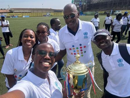 Mr.Ian King and UNDP Uganda youth during UN day celebrations