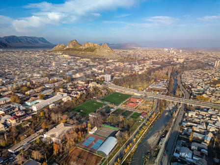 A photo of Osh city and Sulaiman mountain
