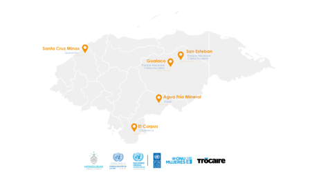 Ubicaciones en Honduras donde se desarrollará la iniciativa "Comunidades para la Paz y Desarrollo Honduras"
