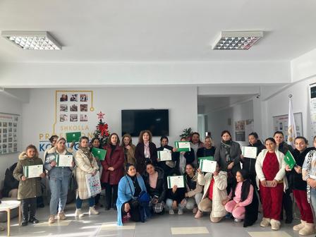 Women getting the training certificates