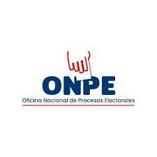ONPE logo: blue ONPE text with red hand above and caption Oficina Nacional de Procesos Electorales.