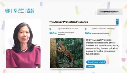 Collage: blurred person on left, Jaguar Protection Insurance webpage center, chat mockup on right.