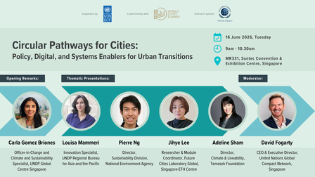 Poster for Circular Pathways for Cities, featuring the speaker lineup
