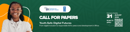 Green banner for CALL FOR PAPERS with a smiling student on the left and event details on the right.