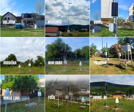 Photo collage of campus scenes with signposts, trees, and buildings.