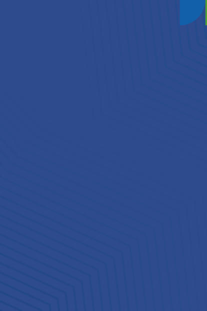 Abstract blue background with subtle patterns and green shapes in the corner.