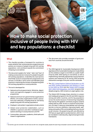 How to make social protection inclusive of people living with HIV and key populations: a checklist Cover Image