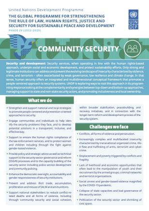 Community Security: The Global Programme for Strengthening the Rule of Law, Human Rights, Justice, and Security for Sustainable Peace and Development Phase IV (2022-2025)