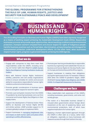 Business and human rights: The Global Programme for Strengthening the Rule of Law, Human Rights, Justice, and Security for Sustainable Peace and Development Phase IV (2022-2025)