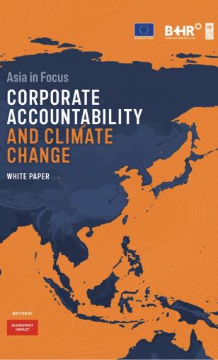 Front page cover for Asia in Focus: Corporate Accountability and Climate Change