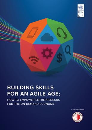 Book cover for Building Skills for an Age of AI with a colorful polyhedron and rainbow trails on blue background