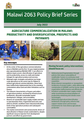AGRICULTURE COMMERCIALIZATION IN MALAWI