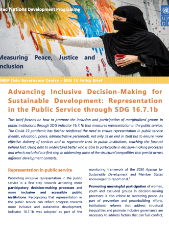 Advancing inclusive decision making for Sust. Dev: Representation in public service through SDG 16.7.1b