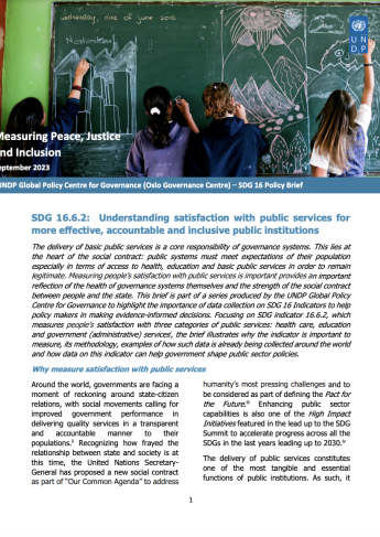 SDG 16.6.2: Understanding satisfaction with public services for more effective, accountable and inclusive public institutions