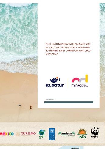 Beach poster with turquoise waves washing onto sand, a white text panel, and sponsor logos at the bottom.