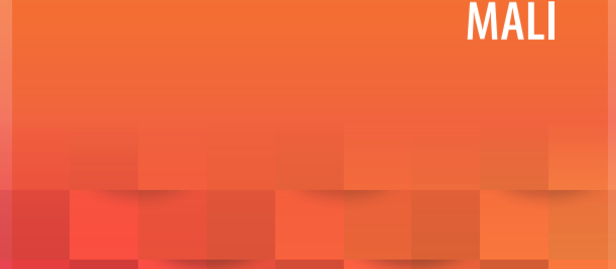 Cover design featuring a gradient of orange and pink colors with text "Independent Country Programme Evaluation Mali."