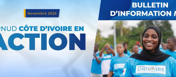 UNDP Côte d'Ivoire in ACTION banner with people in blue shirts; Information Bulletin No 10