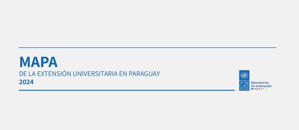Cover page titled MAPA DE LA EXTENSIÓN UNIVERSITARIA EN PARAGUAY 2004, with blue lines and a logo.