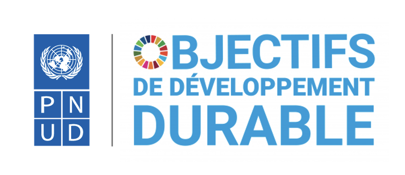 Logo du PNUD accompagné du texte pour les Objectifs de Développement Durable.